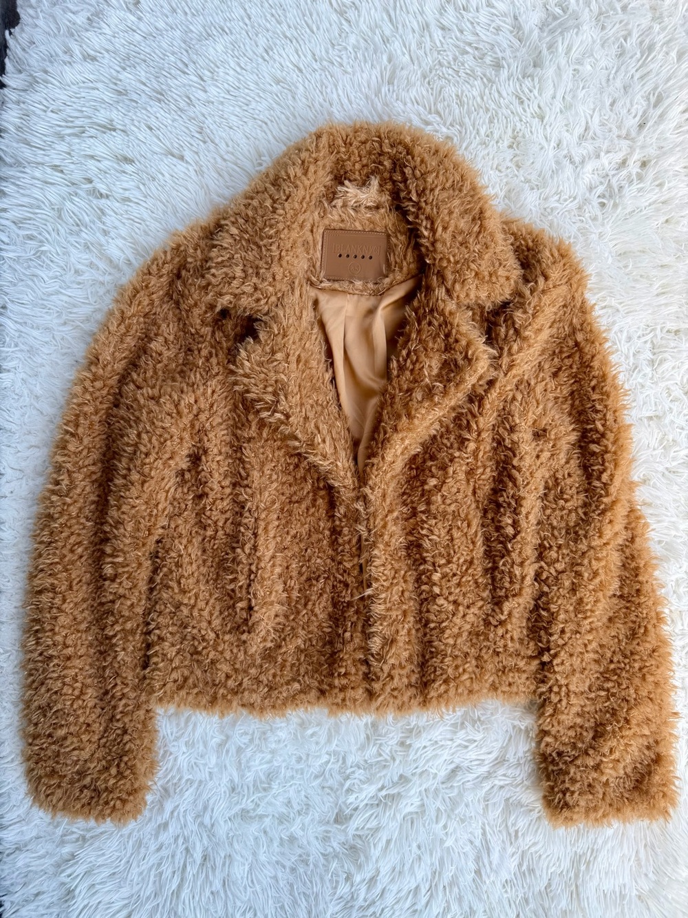 Blank NYC Women’s Cropped Teddy Jacket Chestnut Faux Shearling Size XS